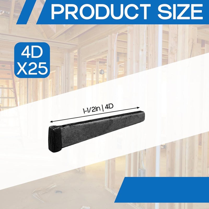 Yaocom 25pcs 4d(1-1/2") Hardened Cut Masonry Nail Forged Head Rose Nail Masonry Cutting Accessory for Concrete Brick Stone Heavy Duty Hardened Steel Construction for Professional DIY Use - Image 2